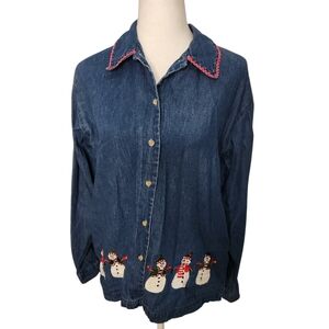 Maggie & Max Long Sleeve Snowman Top  Size Medium‎